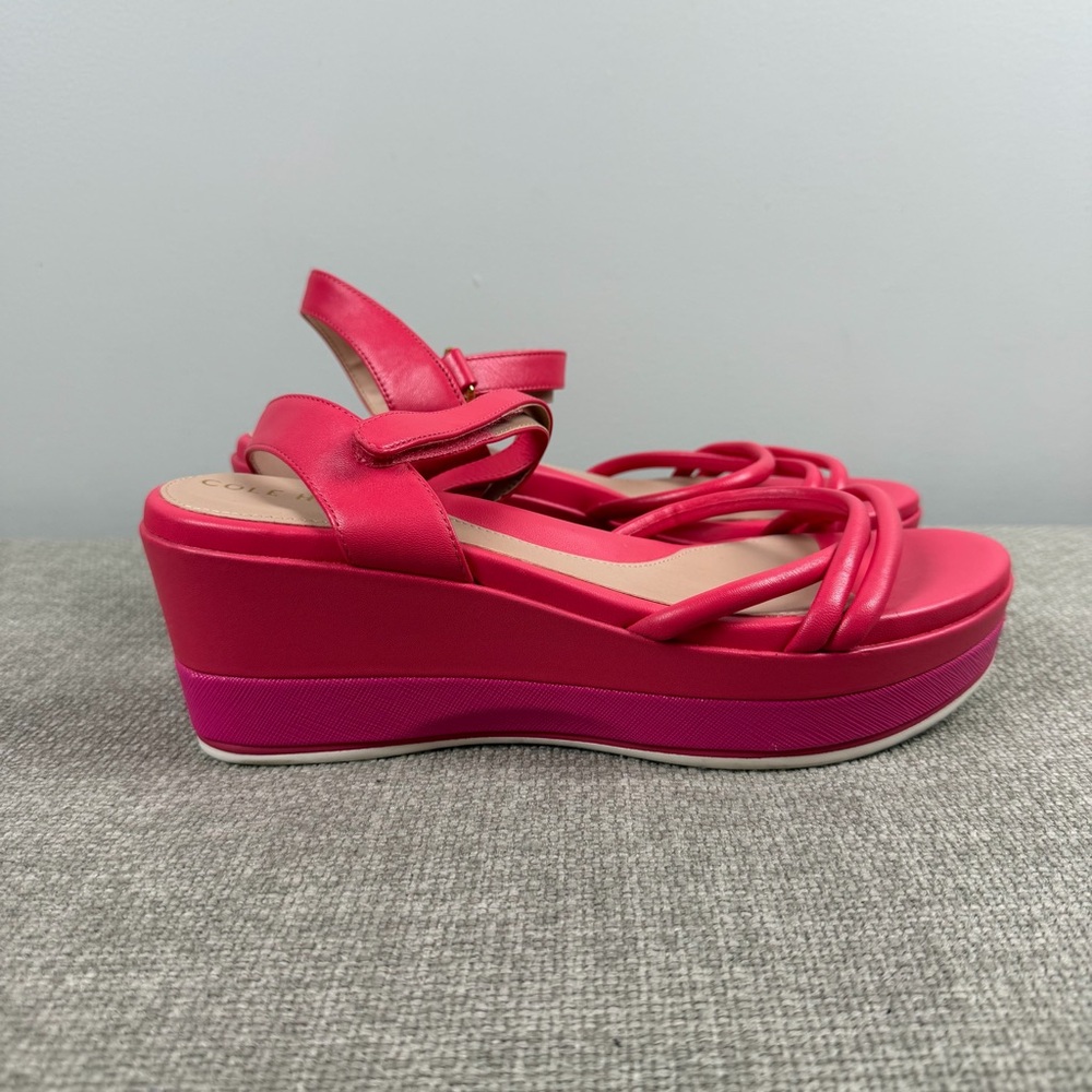 Cole Haan Neon Pink Puffy Strap Grand Ambition Addison Flatform Wedge Sandals 9 - Picture 9 of 12